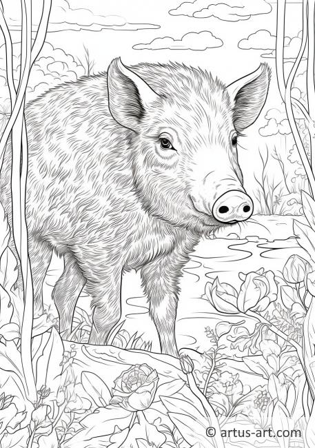 Wild boar Coloring Page For Kids